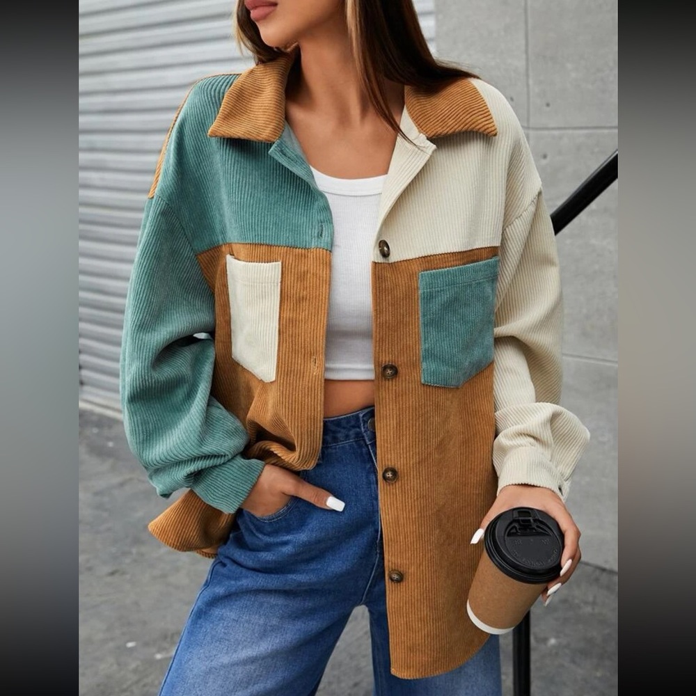 Multi colored corduroy Shacket